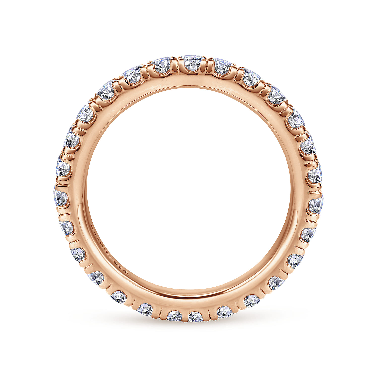 Eternity Band Wedding Ring in 14k Rose Gold with Round Natural Diamond at Gabriel & Co. - Shot 2