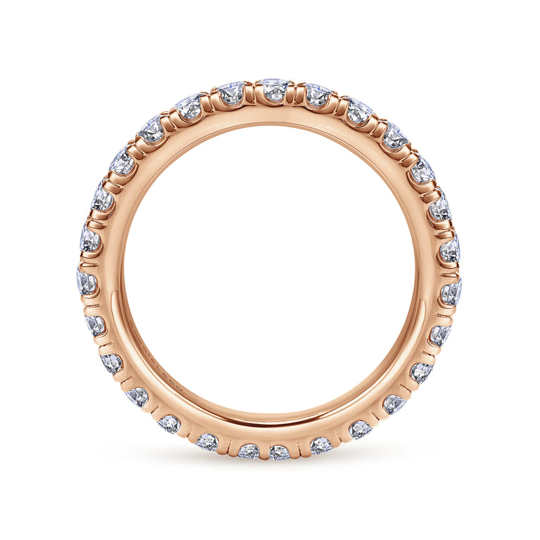 Eternity Band Wedding Ring in 14k Rose Gold with Round Natural Diamond at Gabriel & Co. - Shot 2