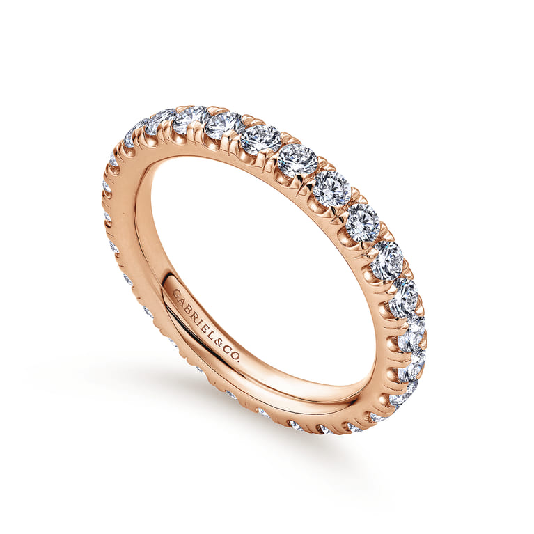 Eternity Band Wedding Ring in 14k Rose Gold with Round Natural Diamond at Gabriel & Co. - Shot 3