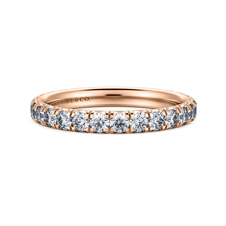 Eternity Band Wedding Ring in 14k Rose Gold with Round Natural Diamond at Gabriel & Co. - Shot 1