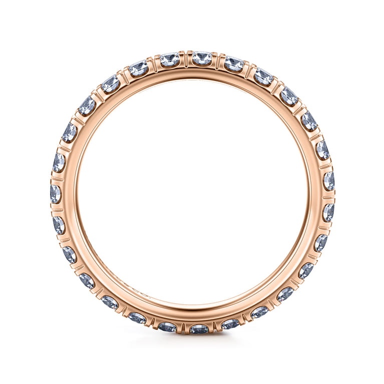 Eternity Band Wedding Ring in 14k Rose Gold with Round Natural Diamond at Gabriel & Co. - Shot 2