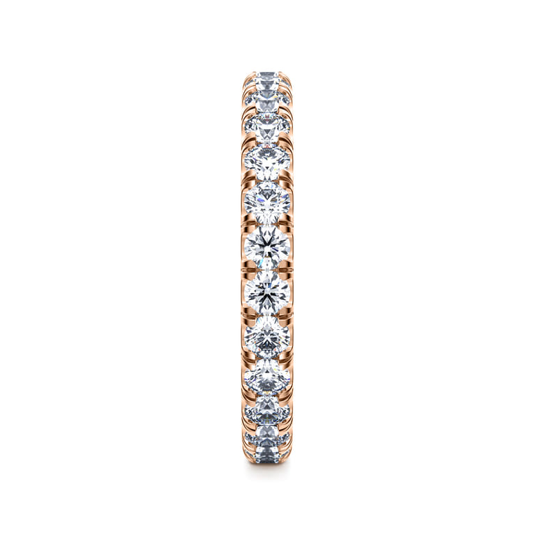Eternity Band Wedding Ring in 14k Rose Gold with Round Natural Diamond at Gabriel & Co. - Shot 4