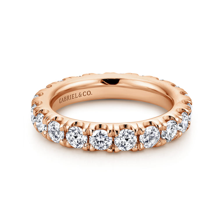 Eternity Band Wedding Ring in 14k Rose Gold with Round Natural Diamond at Gabriel & Co. - Shot 1