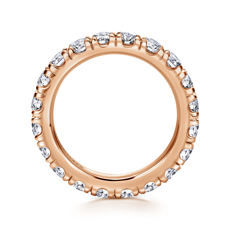 Eternity Band Wedding Ring in 14k Rose Gold with Round Natural Diamond at Gabriel & Co. - Shot 2