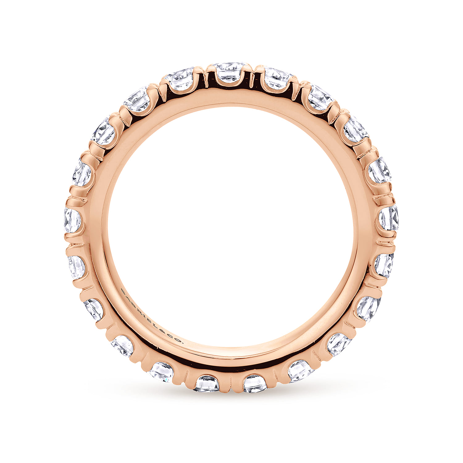 Eternity Band Wedding Ring in 14k Rose Gold with Round Natural Diamond at Gabriel & Co. - Shot 2