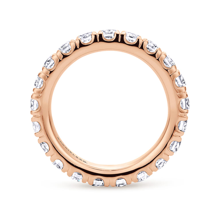 Eternity Band Wedding Ring in 14k Rose Gold with Round Natural Diamond at Gabriel & Co. - Shot 2