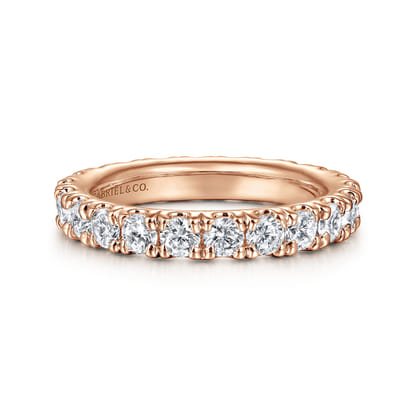 Avignon - 14K Rose Gold French Pave Set Diamond Eternity Band