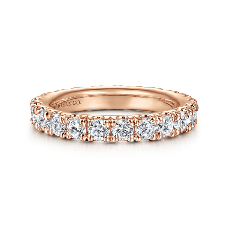 Eternity Band Wedding Ring in 14k Rose Gold with Round Natural Diamond at Gabriel & Co. - Shot 1