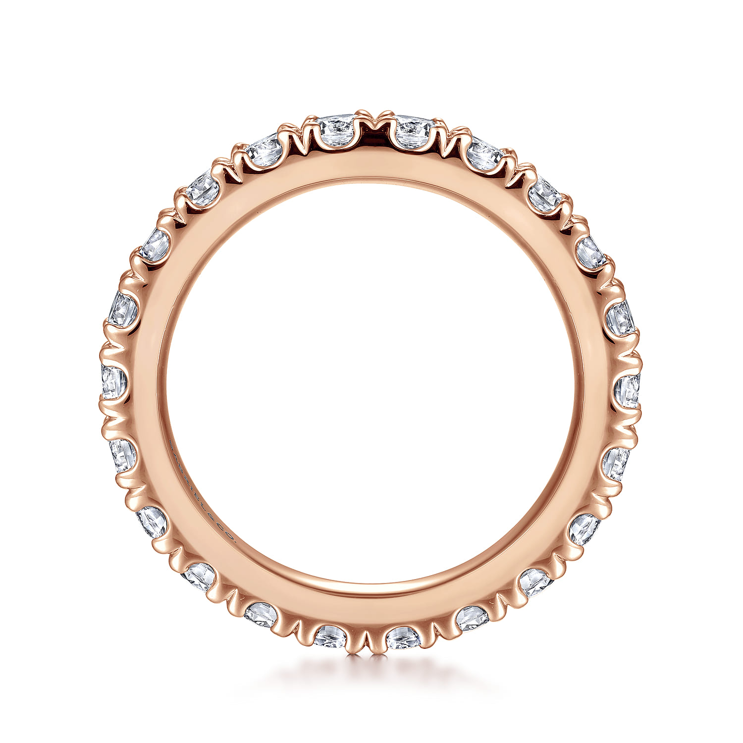 Eternity Band Wedding Ring in 14k Rose Gold with Round Natural Diamond at Gabriel & Co. - Shot 2