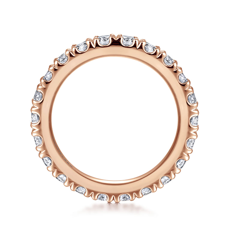 Eternity Band Wedding Ring in 14k Rose Gold with Round Natural Diamond at Gabriel & Co. - Shot 2