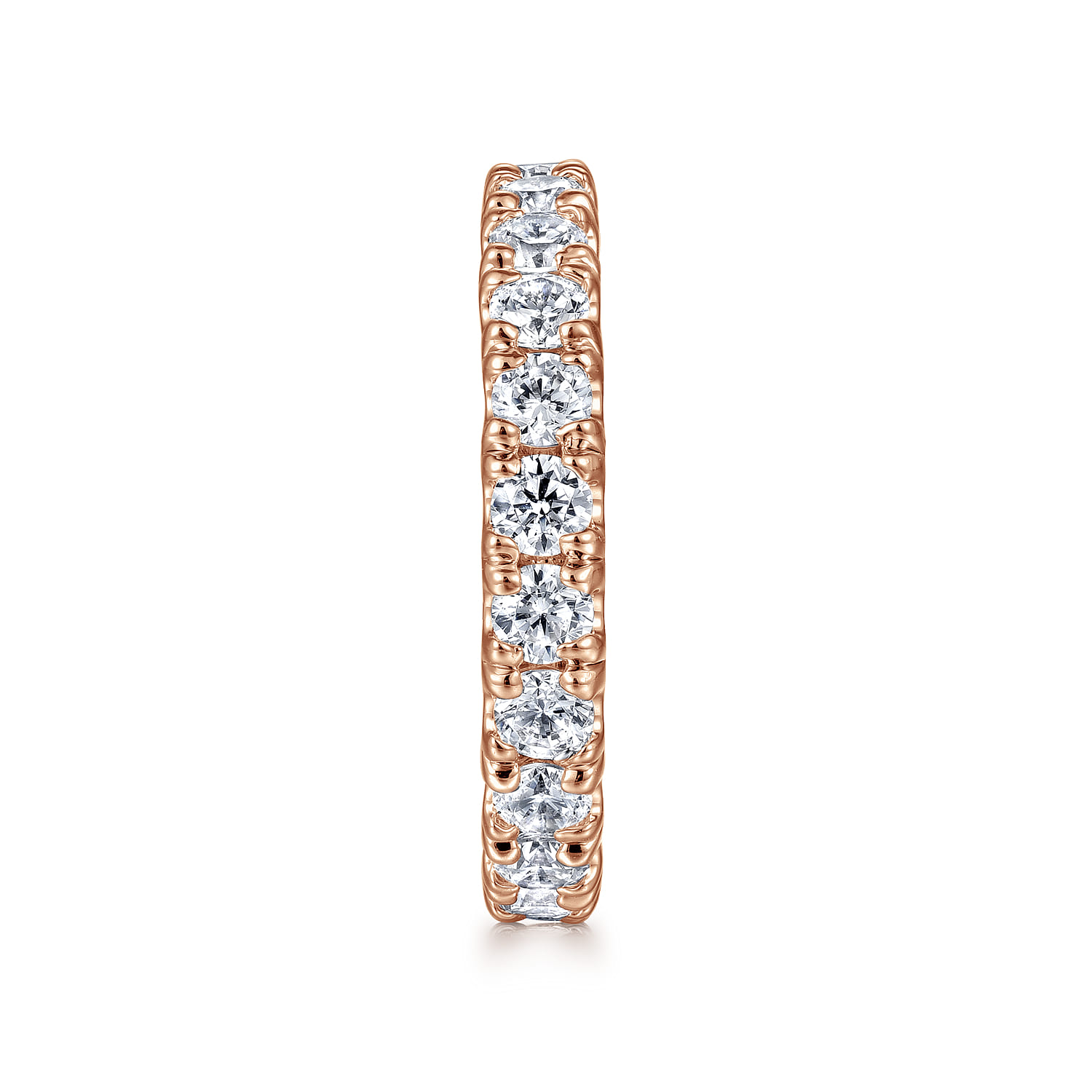 Eternity Band Wedding Ring in 14k Rose Gold with Round Natural Diamond at Gabriel & Co. - Shot 4