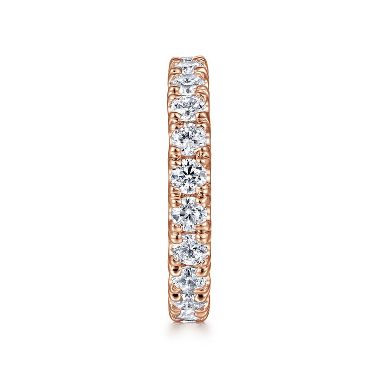 Eternity Band Wedding Ring in 14k Rose Gold with Round Natural Diamond at Gabriel & Co. - Shot 4