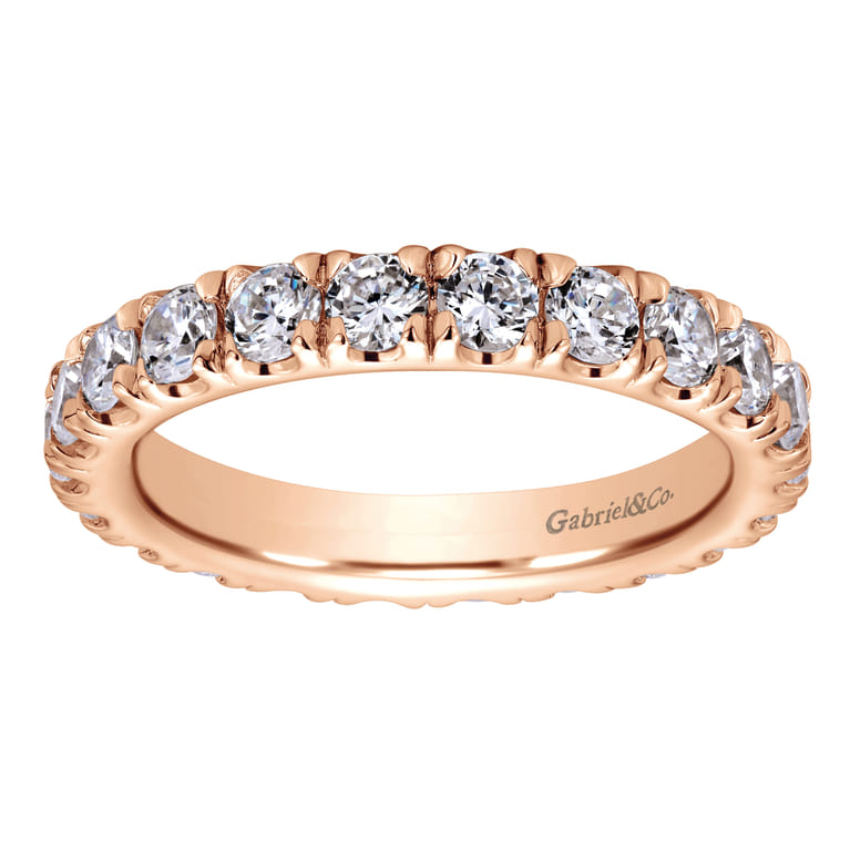 Eternity Band Wedding Ring in 14k Rose Gold with Round Natural Diamond at Gabriel & Co. - Shot 5