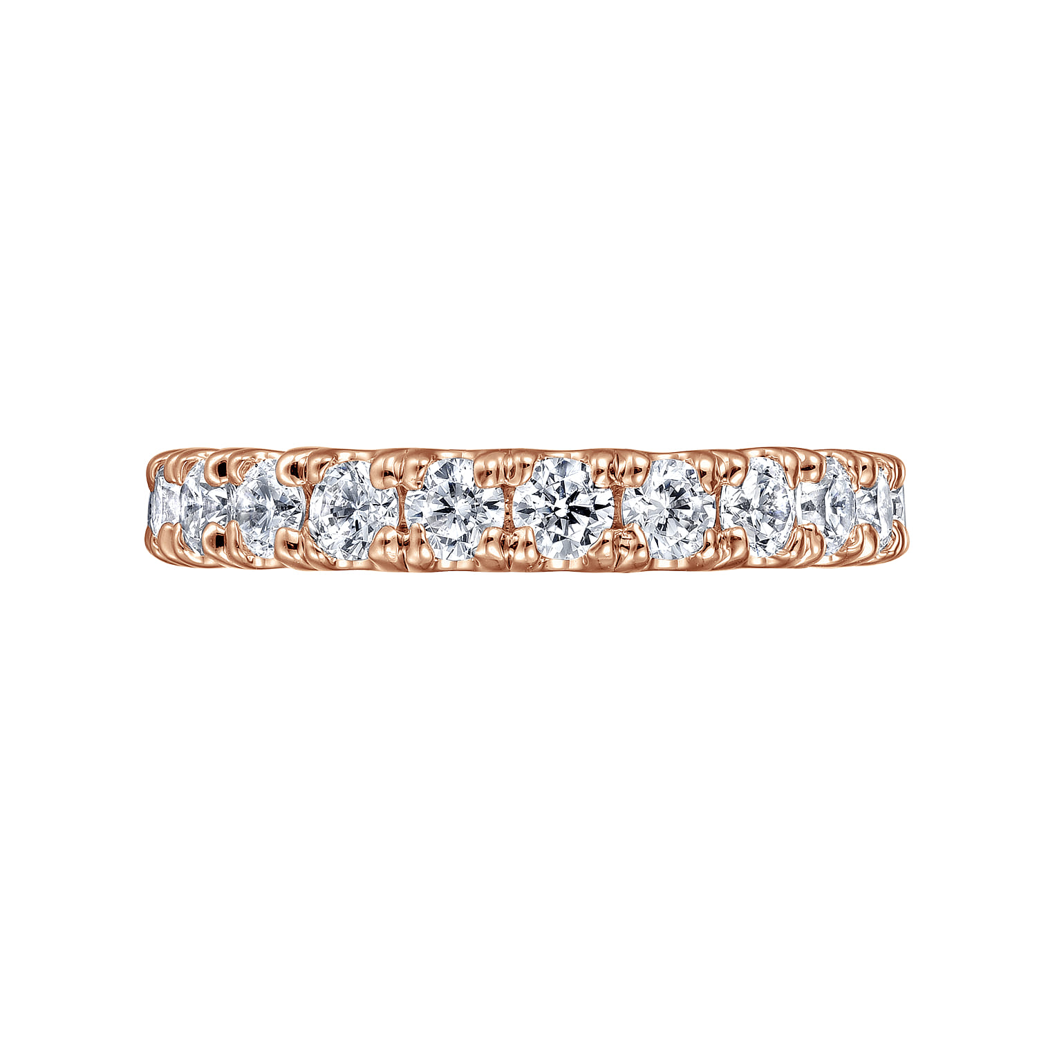 Eternity Band Wedding Ring in 14k Rose Gold with Round Natural Diamond at Gabriel & Co. - Shot 6