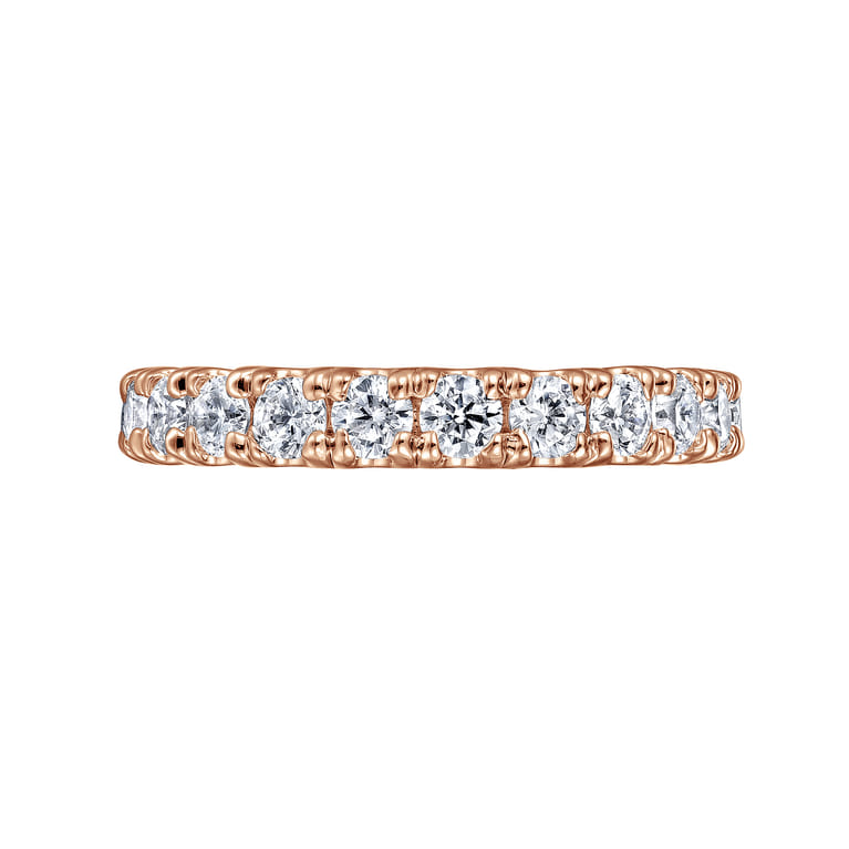 Eternity Band Wedding Ring in 14k Rose Gold with Round Natural Diamond at Gabriel & Co. - Shot 6