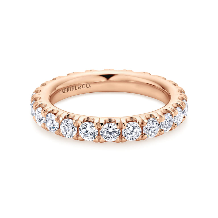 Eternity Band Wedding Ring in 14k Rose Gold with Round Natural Diamond at Gabriel & Co. - Shot 1
