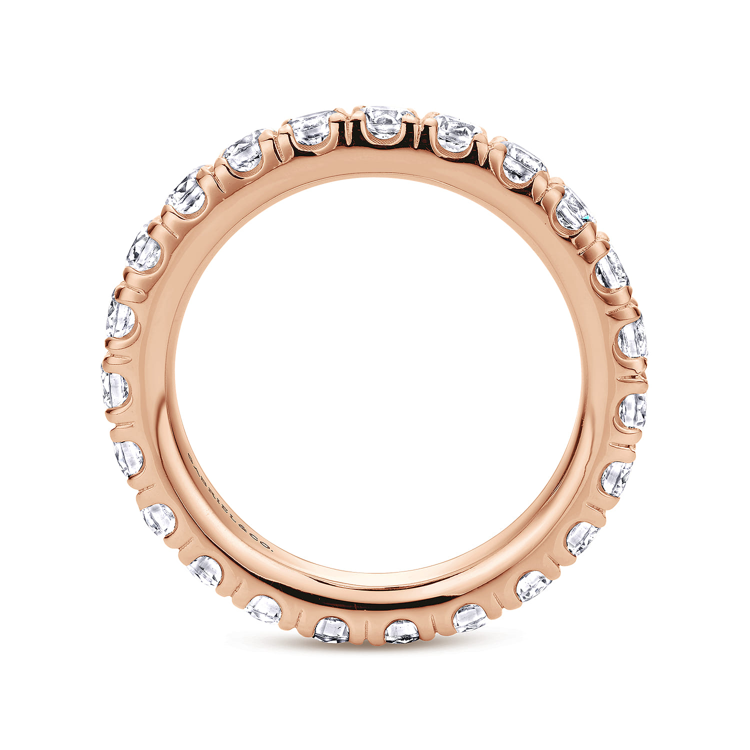 Eternity Band Wedding Ring in 14k Rose Gold with Round Natural Diamond at Gabriel & Co. - Shot 2