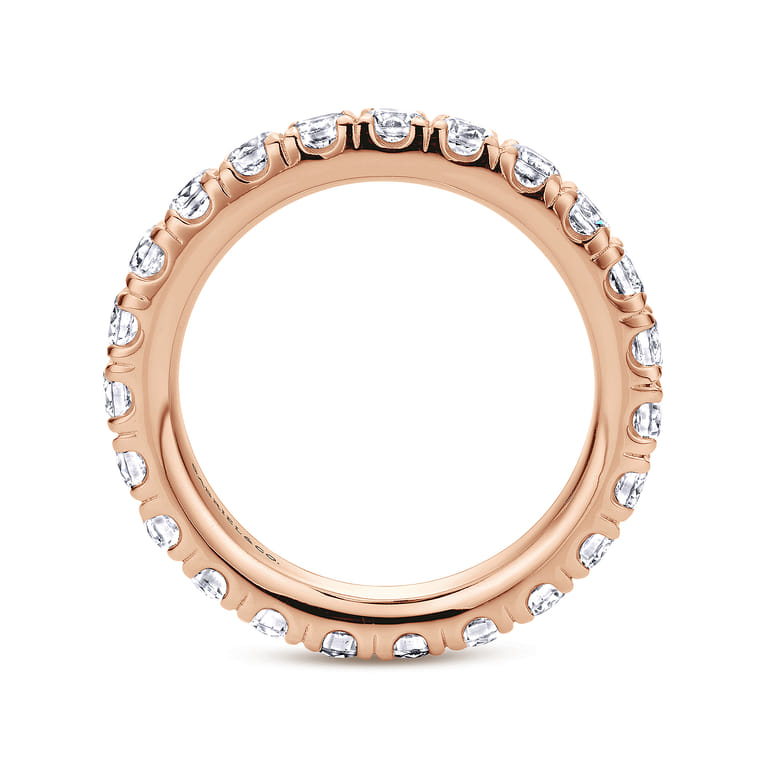 Eternity Band Wedding Ring in 14k Rose Gold with Round Natural Diamond at Gabriel & Co. - Shot 2
