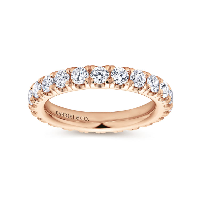 Eternity Band Wedding Ring in 14k Rose Gold with Round Natural Diamond at Gabriel & Co. - Shot 5