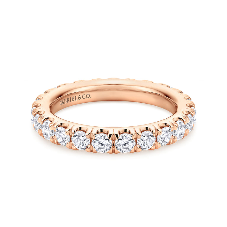 Eternity Band Wedding Ring in 14k Rose Gold with Round Natural Diamond at Gabriel & Co. - Shot 1