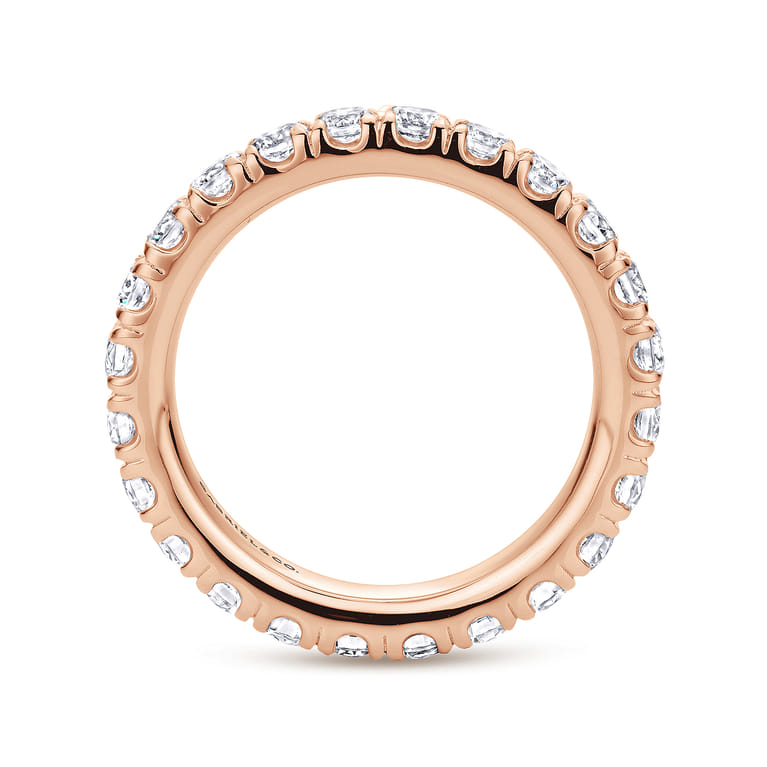 Eternity Band Wedding Ring in 14k Rose Gold with Round Natural Diamond at Gabriel & Co. - Shot 2