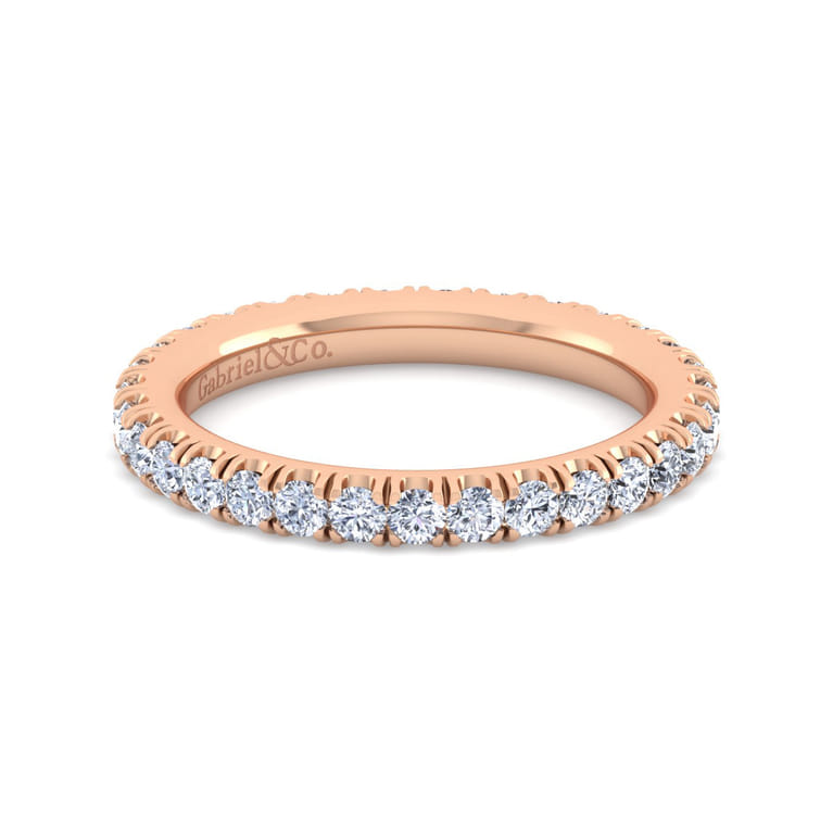 Eternity Band Wedding Ring in 14k Rose Gold with Round Natural Diamond at Gabriel & Co. - Shot 1