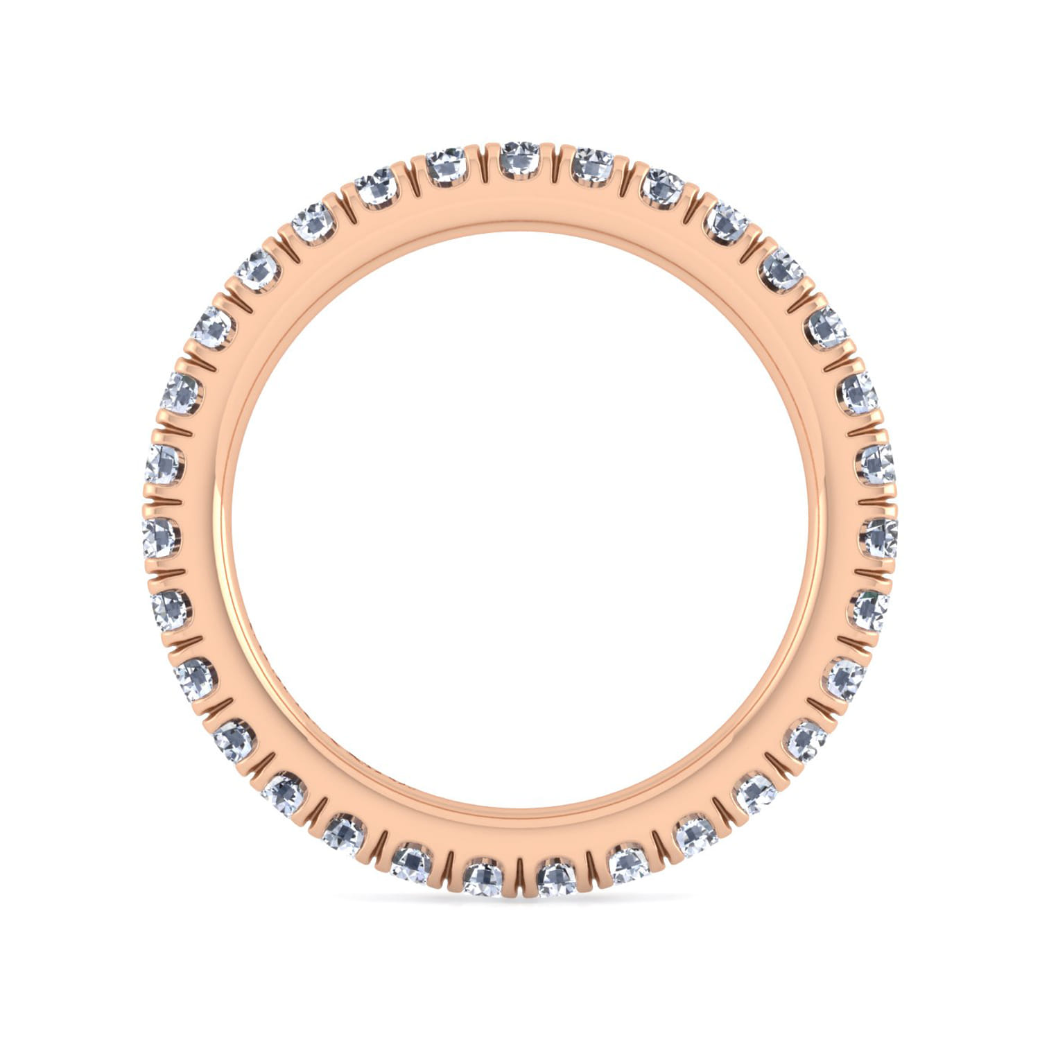 Eternity Band Wedding Ring in 14k Rose Gold with Round Natural Diamond at Gabriel & Co. - Shot 2
