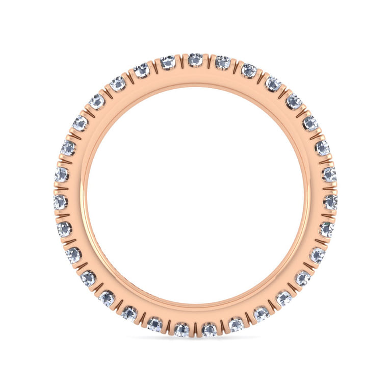Eternity Band Wedding Ring in 14k Rose Gold with Round Natural Diamond at Gabriel & Co. - Shot 2