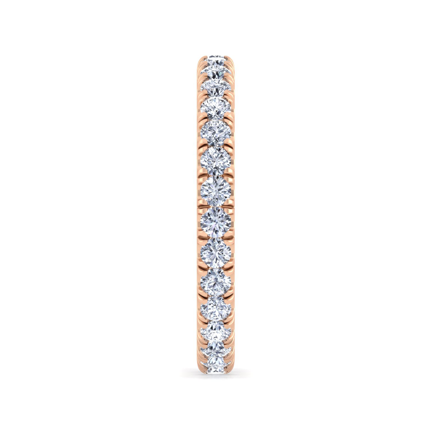Eternity Band Wedding Ring in 14k Rose Gold with Round Natural Diamond at Gabriel & Co. - Shot 4