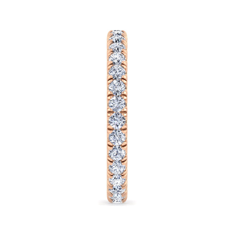 Eternity Band Wedding Ring in 14k Rose Gold with Round Natural Diamond at Gabriel & Co. - Shot 4