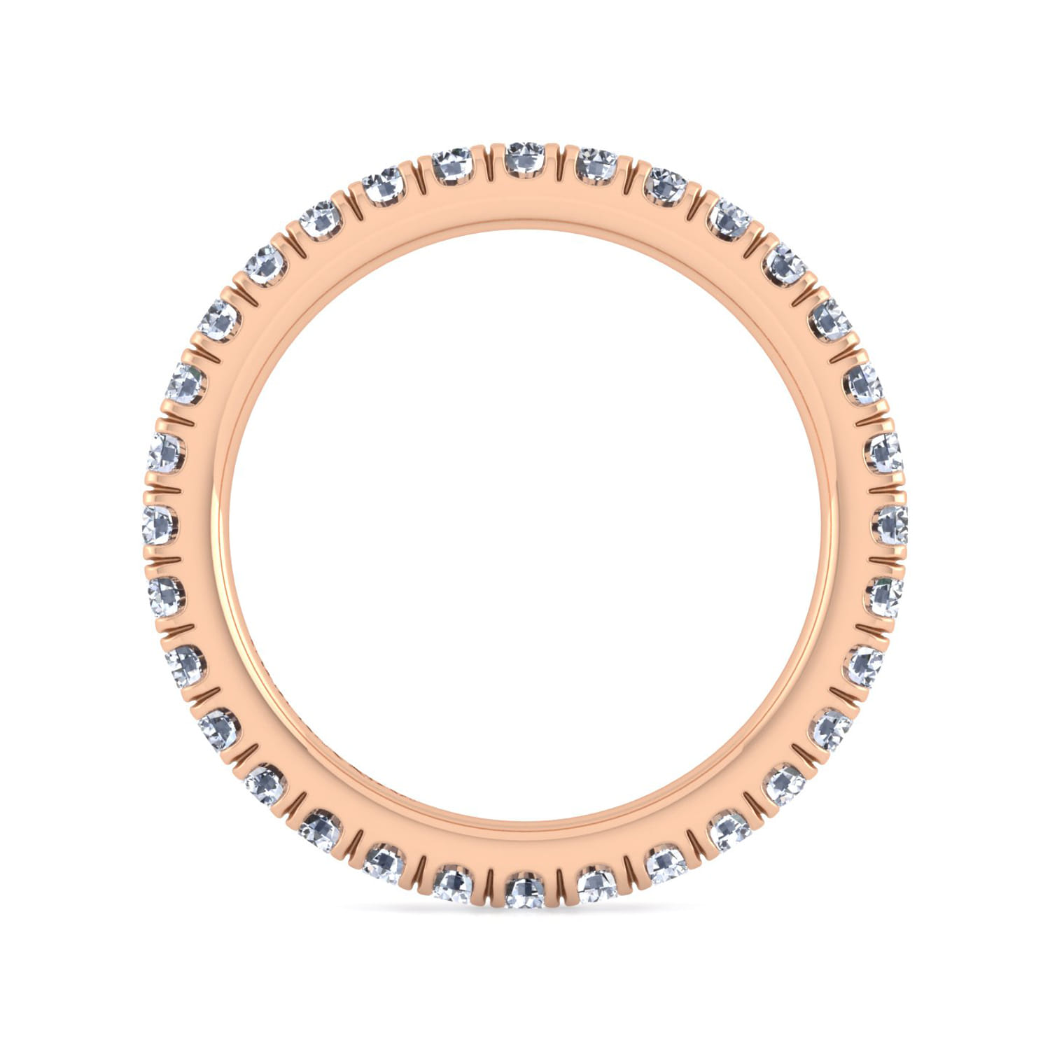 Eternity Band Wedding Ring in 14k Rose Gold with Round Natural Diamond at Gabriel & Co. - Shot 2