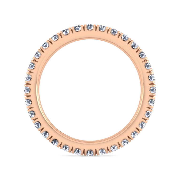 Eternity Band Wedding Ring in 14k Rose Gold with Round Natural Diamond at Gabriel & Co. - Shot 2