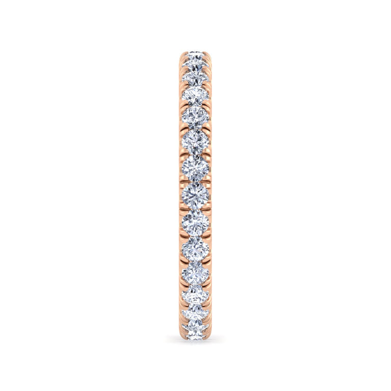 Eternity Band Wedding Ring in 14k Rose Gold with Round Natural Diamond at Gabriel & Co. - Shot 4