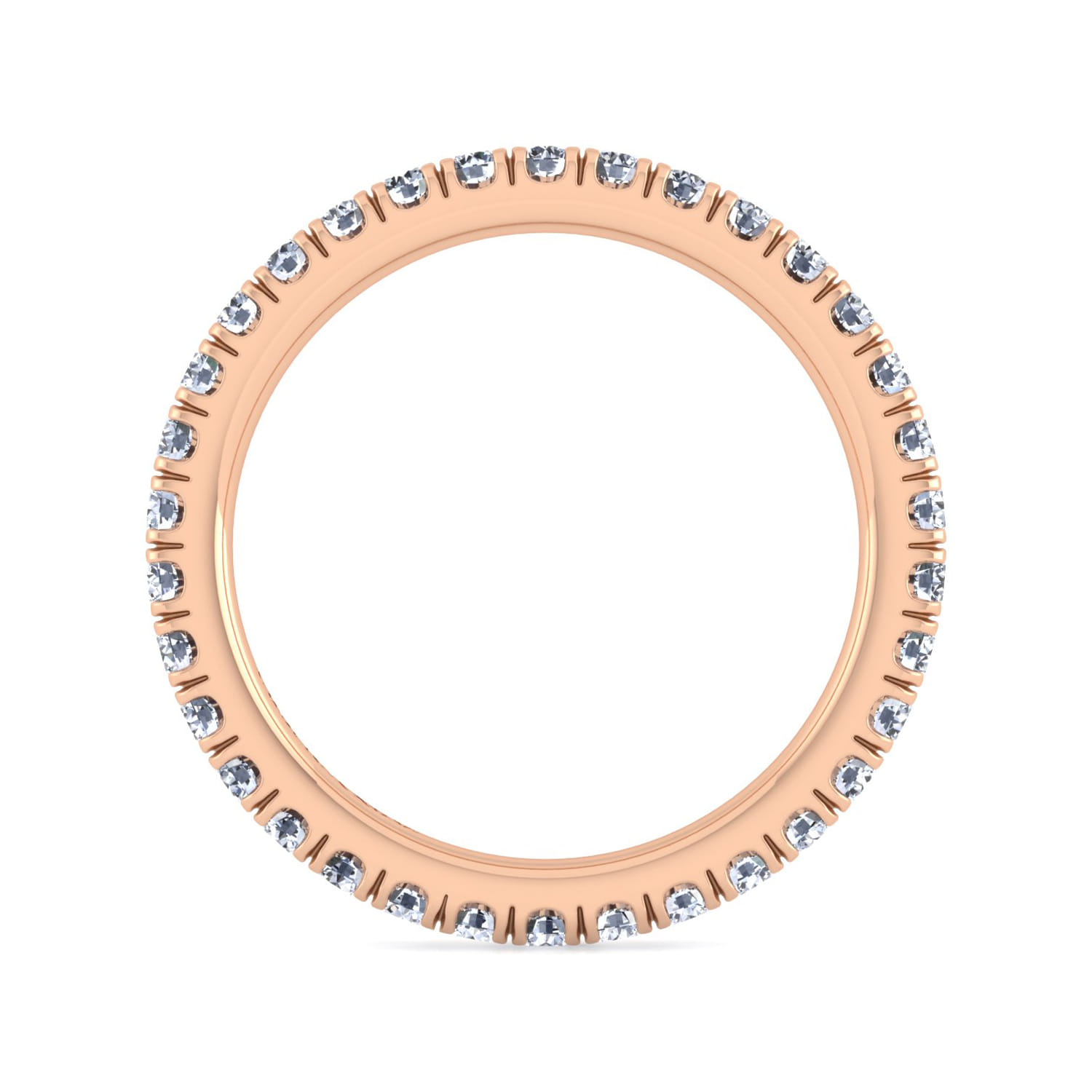 Eternity Band Wedding Ring in 14k Rose Gold with Round Natural Diamond at Gabriel & Co. - Shot 2