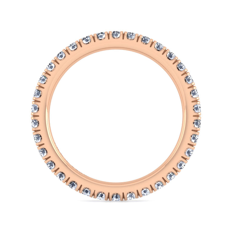 Eternity Band Wedding Ring in 14k Rose Gold with Round Natural Diamond at Gabriel & Co. - Shot 2