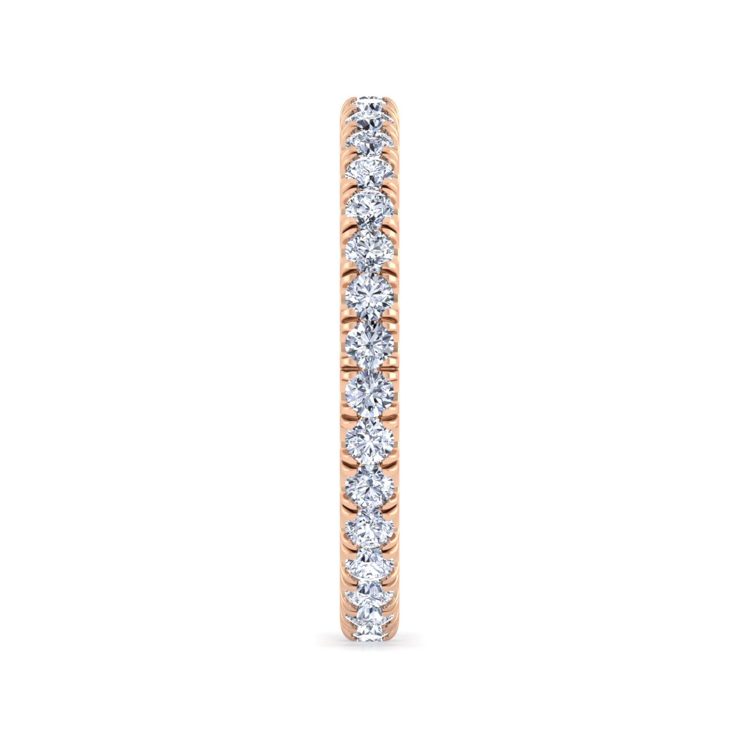 Eternity Band Wedding Ring in 14k Rose Gold with Round Natural Diamond at Gabriel & Co. - Shot 4
