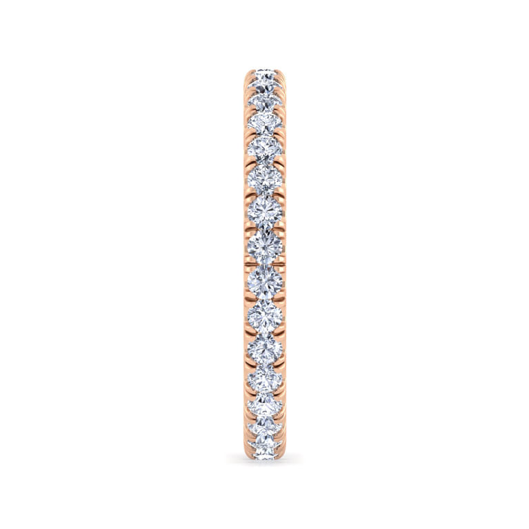 Eternity Band Wedding Ring in 14k Rose Gold with Round Natural Diamond at Gabriel & Co. - Shot 4