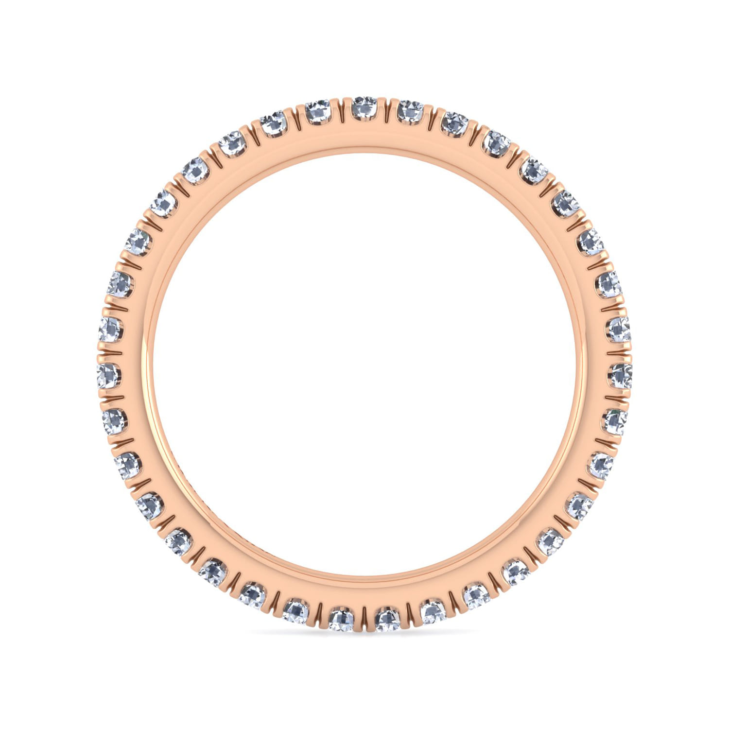 Eternity Band Wedding Ring in 14k Rose Gold with Round Natural Diamond at Gabriel & Co. - Shot 2