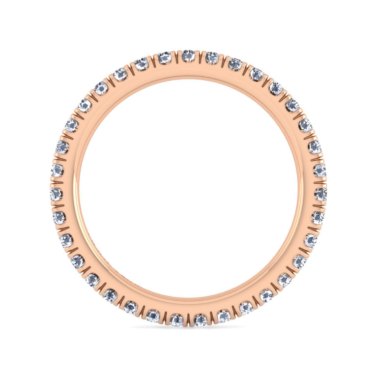 Eternity Band Wedding Ring in 14k Rose Gold with Round Natural Diamond at Gabriel & Co. - Shot 2
