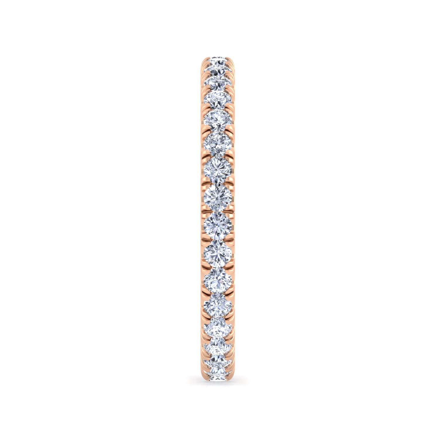 Eternity Band Wedding Ring in 14k Rose Gold with Round Natural Diamond at Gabriel & Co. - Shot 4