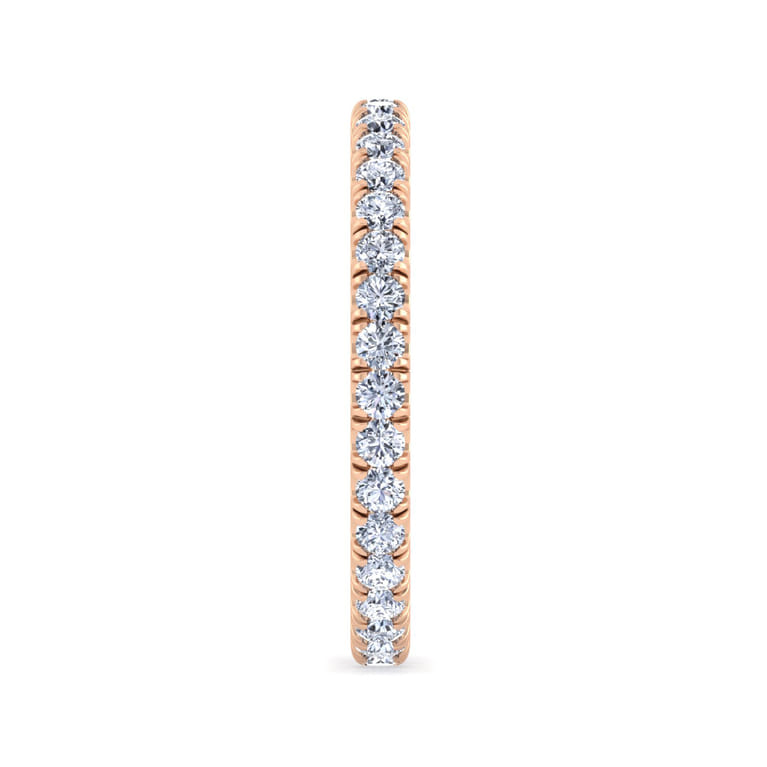 Eternity Band Wedding Ring in 14k Rose Gold with Round Natural Diamond at Gabriel & Co. - Shot 4