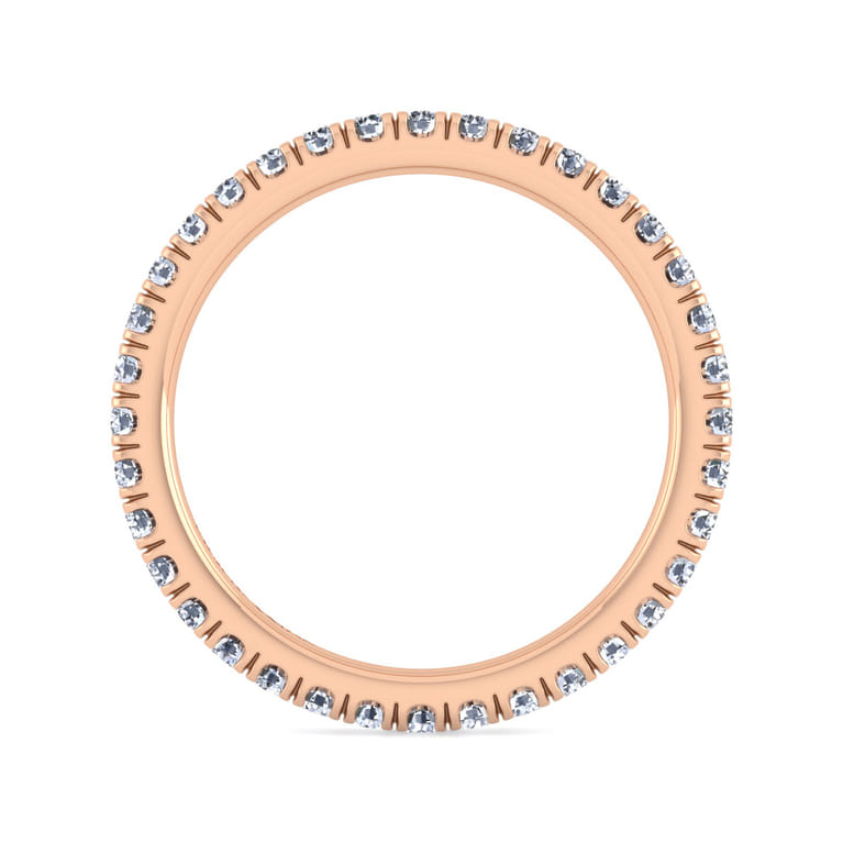 Eternity Band Wedding Ring in 14k Rose Gold with Round Natural Diamond at Gabriel & Co. - Shot 2