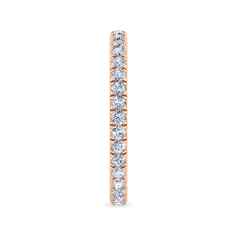 Eternity Band Wedding Ring in 14k Rose Gold with Round Natural Diamond at Gabriel & Co. - Shot 4