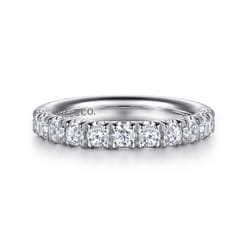 Avignon - 14K White Gold 11 Stone French Pave Set Diamond Anniversary Band