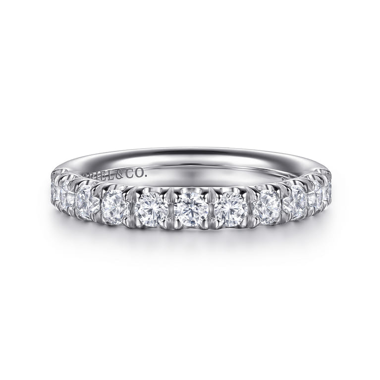 Straight Wedding Ring in 14k White Gold with Round Natural Diamond at Gabriel & Co. - Shot 1