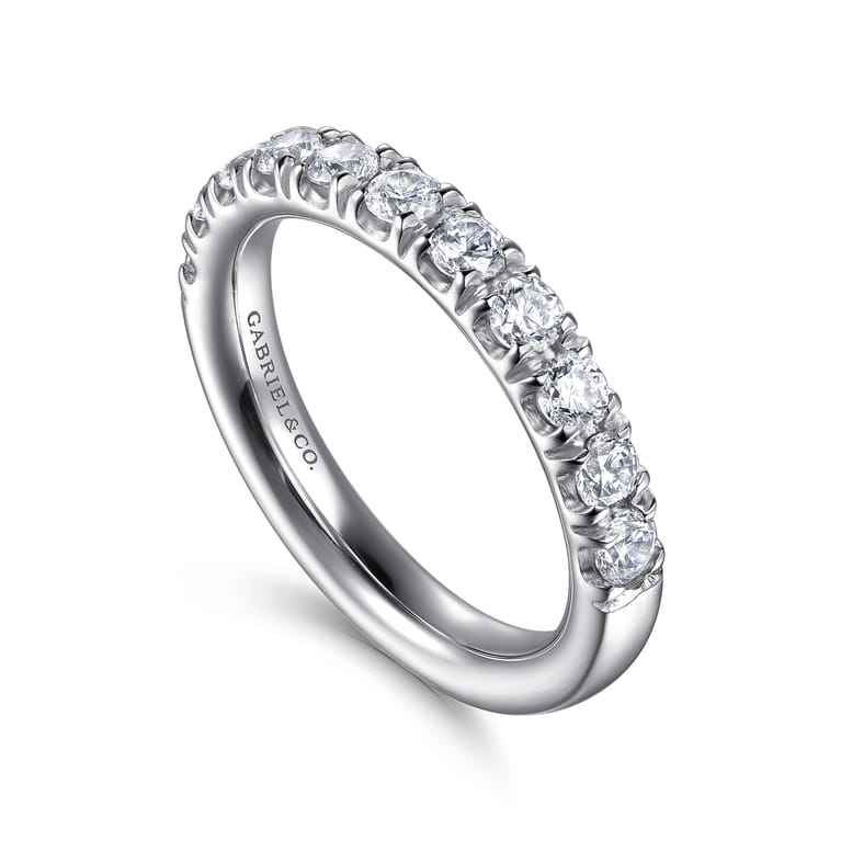 Straight Wedding Ring in 14k White Gold with Round Natural Diamond at Gabriel & Co. - Shot 3