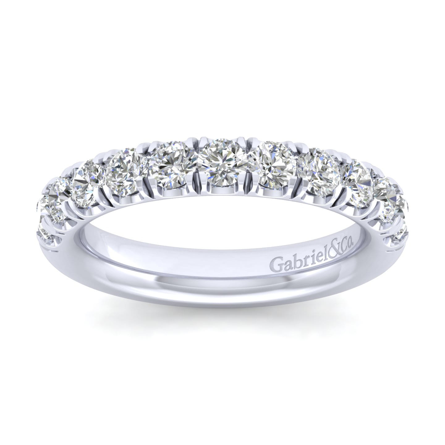 Straight Wedding Ring in 14k White Gold with Round Natural Diamond at Gabriel & Co. - Shot 5