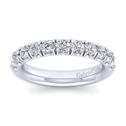 Avignon - 14K White Gold 11 Stone French Pave Set Diamond Anniversary Band