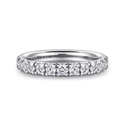 Avignon - 14K White Gold 13 Stone French Pave Set Diamond Anniversary Band