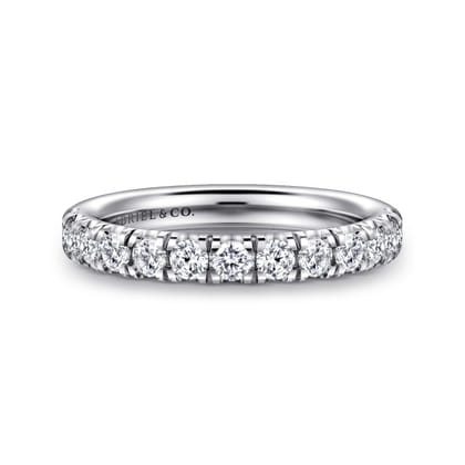 Avignon - 14K White Gold 13 Stone French Pave Set Diamond Anniversary Band